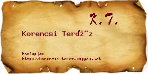 Korencsi Teréz névjegykártya